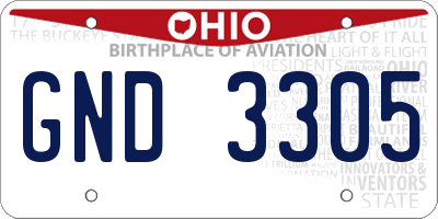 OH license plate GND3305