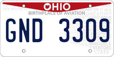 OH license plate GND3309