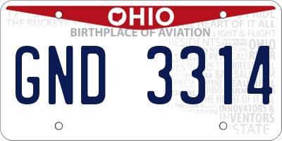 OH license plate GND3314