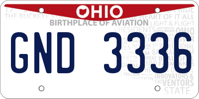OH license plate GND3336