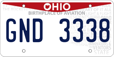 OH license plate GND3338