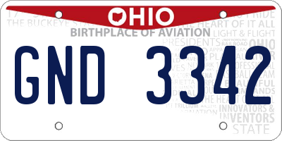 OH license plate GND3342