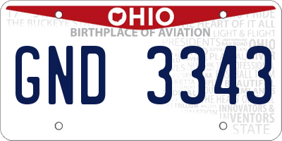 OH license plate GND3343