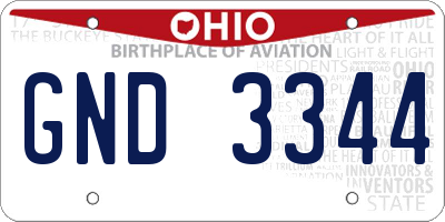 OH license plate GND3344