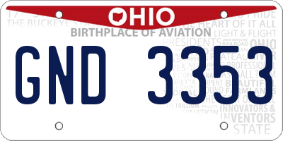 OH license plate GND3353