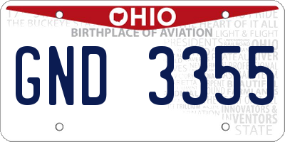 OH license plate GND3355