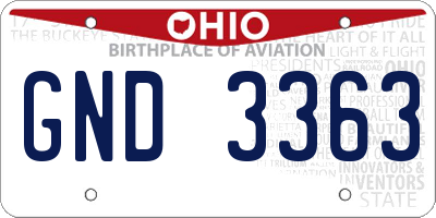 OH license plate GND3363