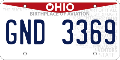 OH license plate GND3369