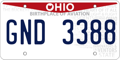 OH license plate GND3388