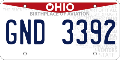 OH license plate GND3392