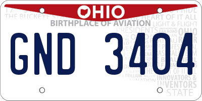 OH license plate GND3404