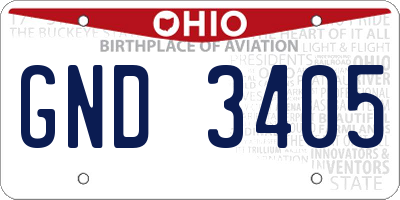OH license plate GND3405