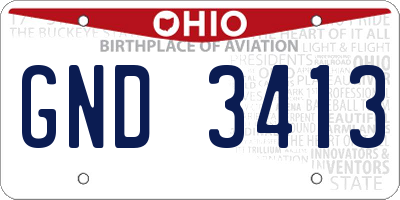 OH license plate GND3413