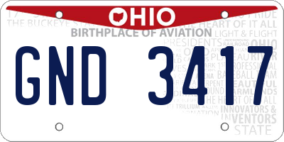 OH license plate GND3417
