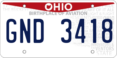 OH license plate GND3418