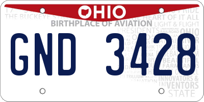 OH license plate GND3428