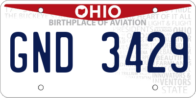 OH license plate GND3429