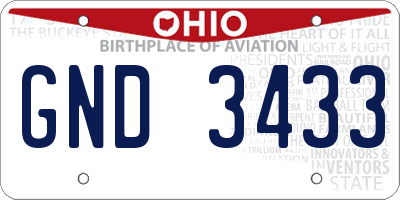 OH license plate GND3433