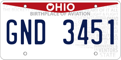 OH license plate GND3451