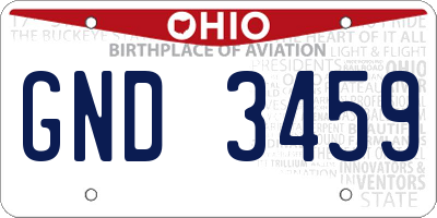 OH license plate GND3459
