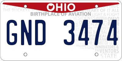 OH license plate GND3474