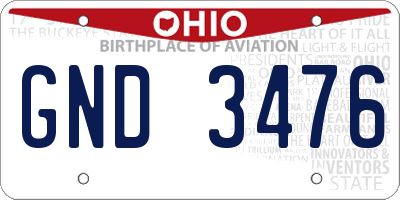 OH license plate GND3476