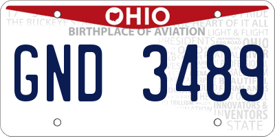 OH license plate GND3489