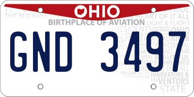 OH license plate GND3497