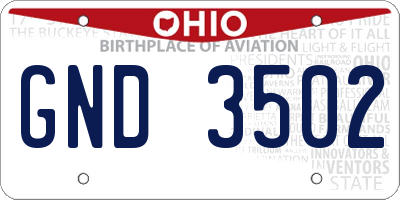 OH license plate GND3502