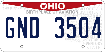 OH license plate GND3504