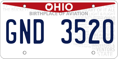 OH license plate GND3520