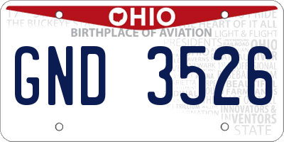 OH license plate GND3526