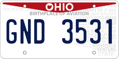 OH license plate GND3531