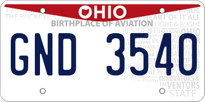 OH license plate GND3540