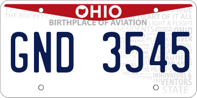 OH license plate GND3545