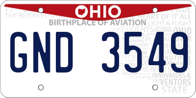 OH license plate GND3549