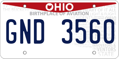 OH license plate GND3560