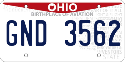 OH license plate GND3562