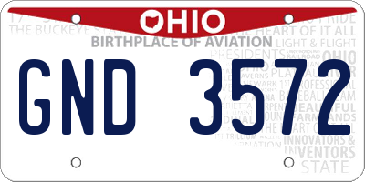 OH license plate GND3572