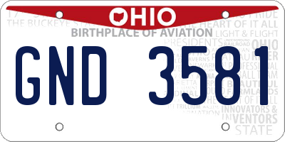 OH license plate GND3581