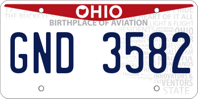 OH license plate GND3582