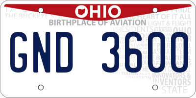 OH license plate GND3600