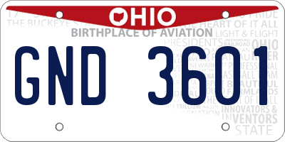 OH license plate GND3601