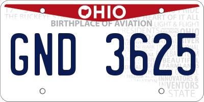 OH license plate GND3625