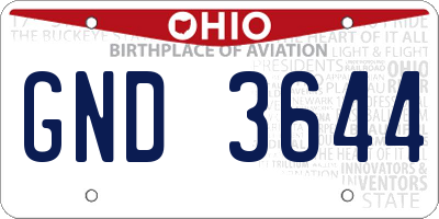OH license plate GND3644