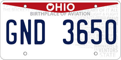 OH license plate GND3650