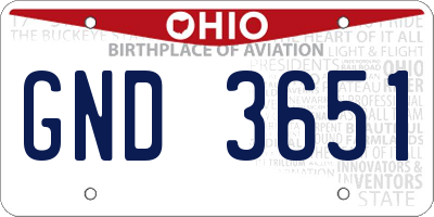 OH license plate GND3651
