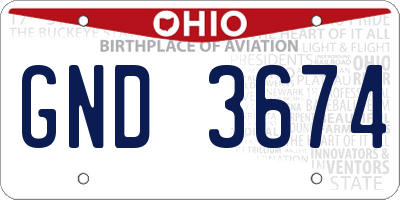 OH license plate GND3674