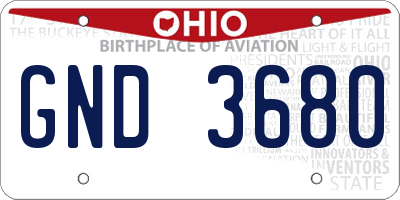 OH license plate GND3680