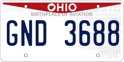 OH license plate GND3688